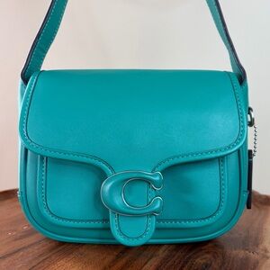 Coach Tabby Messenger Bag 19 Teal Blue Green Leather CK955 EUC